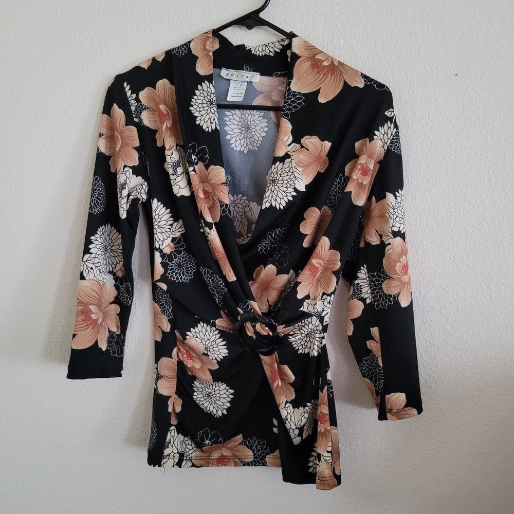 Avital 3/4 Sleeve Polyester Spandex Blouse Size M